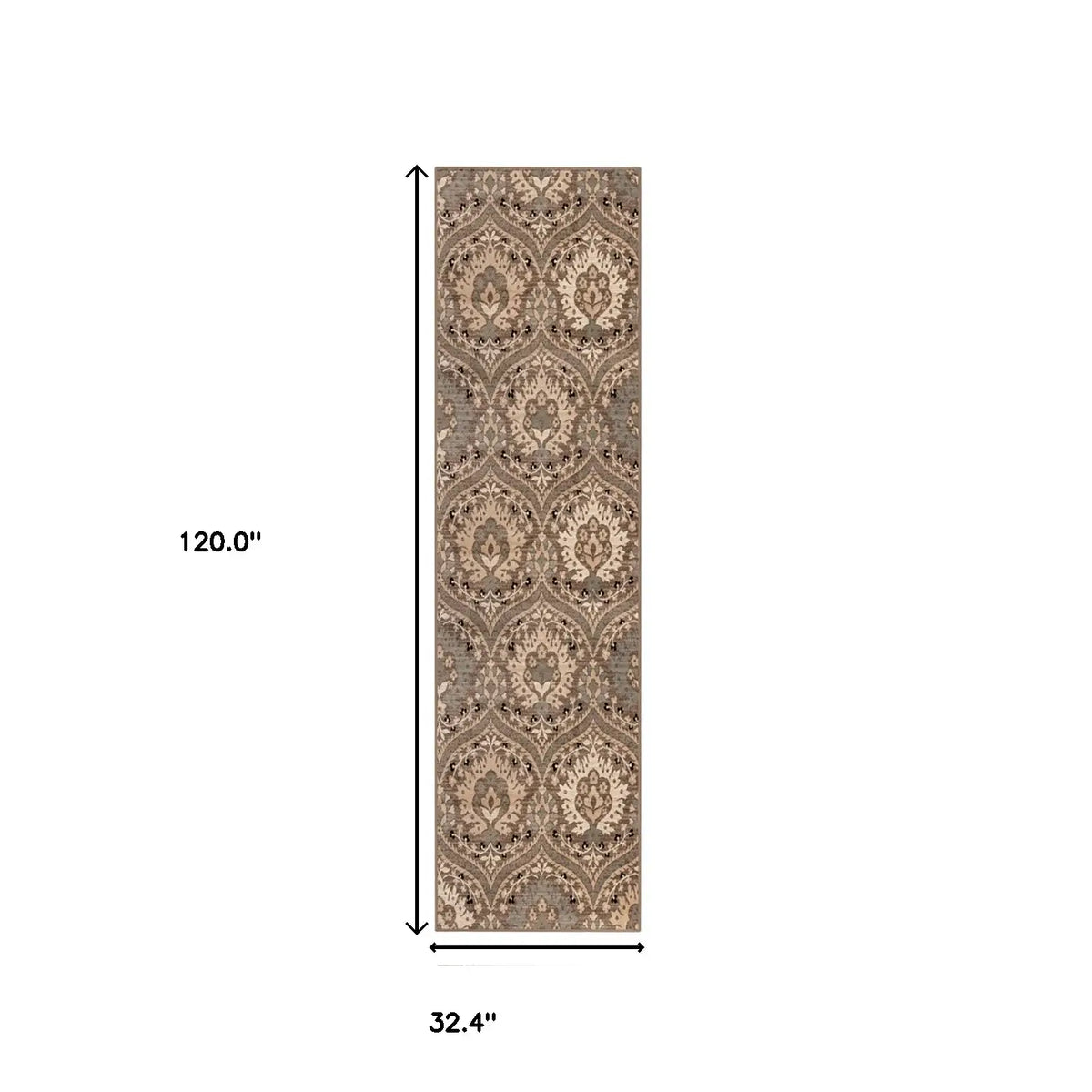 10' Ivory Beige And Light Blue Floral Stain Resistant Runner Rug - Homeroots - Flyclothing LLC