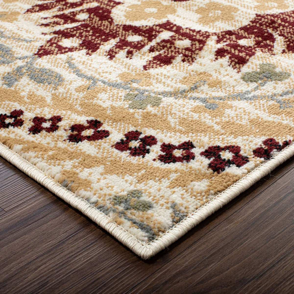 4' X 6' Camel Gray And Rust Floral Stain Resistant Area Rug - Homeroots - Flyclothing LLC