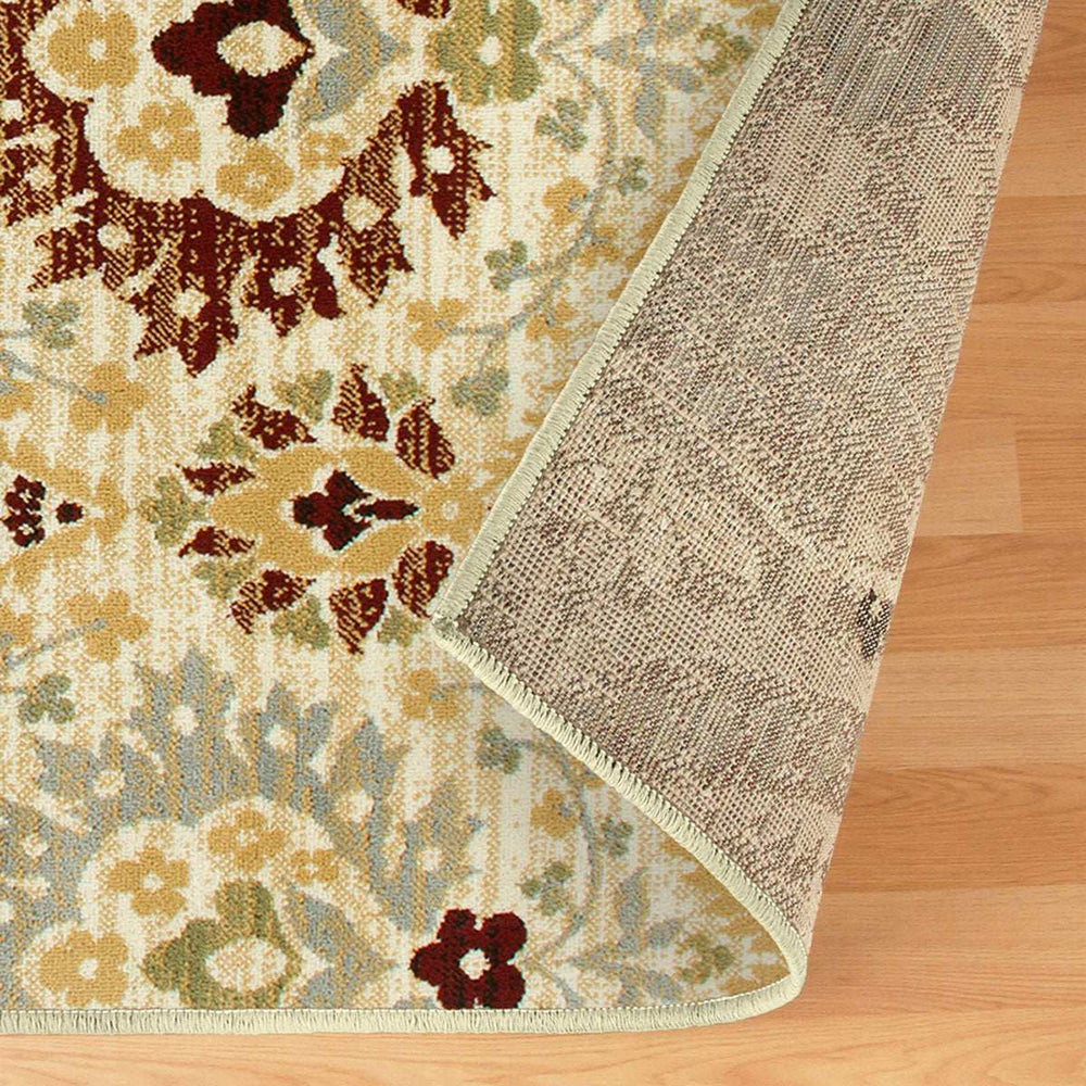 4' X 6' Camel Gray And Rust Floral Stain Resistant Area Rug - Homeroots - Flyclothing LLC