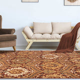 4' X 6' Red Gold And Olive Floral Stain Resistant Area Rug - Homeroots - Flyclothing LLC