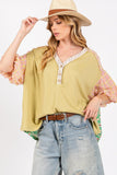 SAGE + FIG Color Block Bubble Sleeve Top - Trendsi