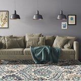 5' X 8' Ivory Blue And Gray Floral Stain Resistant Area Rug - Homeroots - Flyclothing LLC