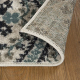5' X 8' Ivory Blue And Gray Floral Stain Resistant Area Rug - Homeroots - Flyclothing LLC