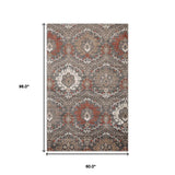 5' X 8' Rust Floral Stain Resistant Area Rug - Homeroots - Flyclothing LLC