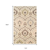 6' X 9' Ivory Gray And Olive Floral Stain Resistant Area Rug - Homeroots - Flyclothing LLC