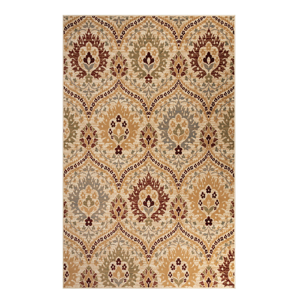 6' X 9' Camel Gray And Rust Floral Stain Resistant Area Rug - Homeroots