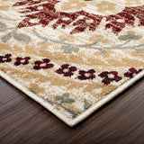 6' X 9' Camel Gray And Rust Floral Stain Resistant Area Rug