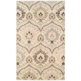 7' X 9' Ivory Gray And Olive Floral Stain Resistant Area Rug - Homeroots - Flyclothing LLC