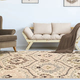 7' X 9' Ivory Gray And Olive Floral Stain Resistant Area Rug - Homeroots - Flyclothing LLC