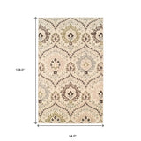 7' X 9' Ivory Gray And Olive Floral Stain Resistant Area Rug - Homeroots - Flyclothing LLC