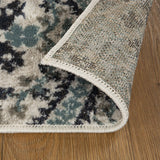 7' X 9' Ivory Blue And Gray Floral Stain Resistant Area Rug - Homeroots