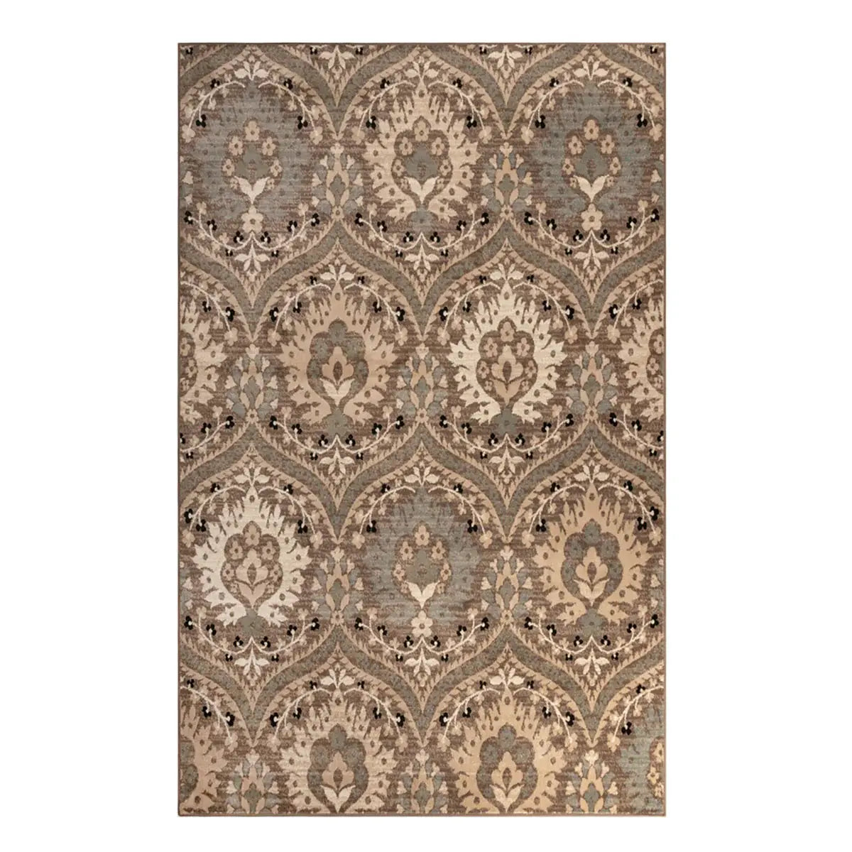 7' X 9' Ivory Beige And Light Blue Floral Stain Resistant Area Rug - Homeroots - Flyclothing LLC