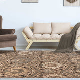 7' X 9' Ivory Beige And Light Blue Floral Stain Resistant Area Rug - Homeroots - Flyclothing LLC
