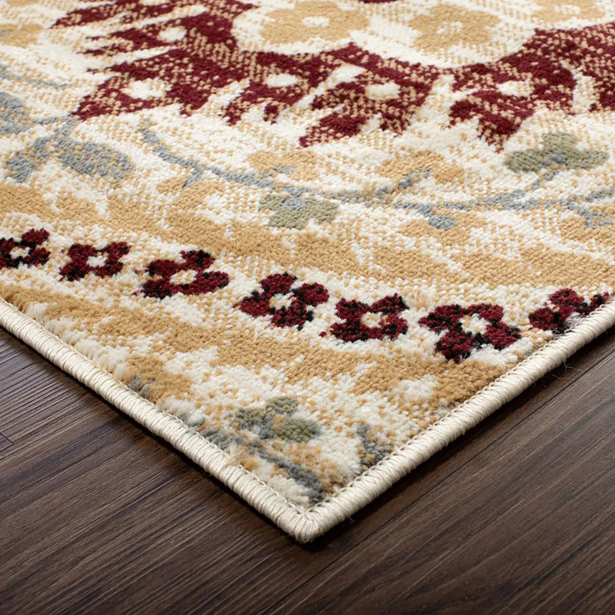 8' X 10' Camel Gray And Rust Floral Stain Resistant Area Rug - Homeroots - Flyclothing LLC