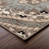 8' X 10' Ivory Beige And Light Blue Floral Stain Resistant Area Rug - Homeroots