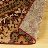 8' X 10' Red Olive And Gold Floral Stain Resistant Area Rug - Homeroots
