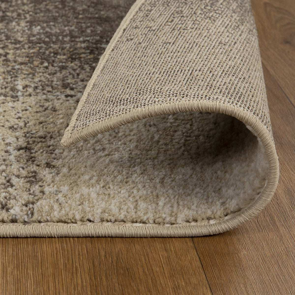 8' Beige Gray And Black Damask Distressed Stain Resistant Runner Rug - Homeroots - Flyclothing LLC