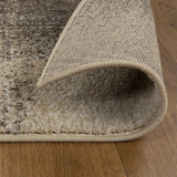 8' Beige Gray And Black Damask Distressed Stain Resistant Runner Rug - Homeroots