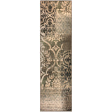 8' Ivory Light Blue Damask Distressed Stain Resistant Runner Rug - Homeroots