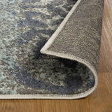 8' Teal And Gray Damask Distressed Stain Resistant Runner Rug - Homeroots - Flyclothing LLC