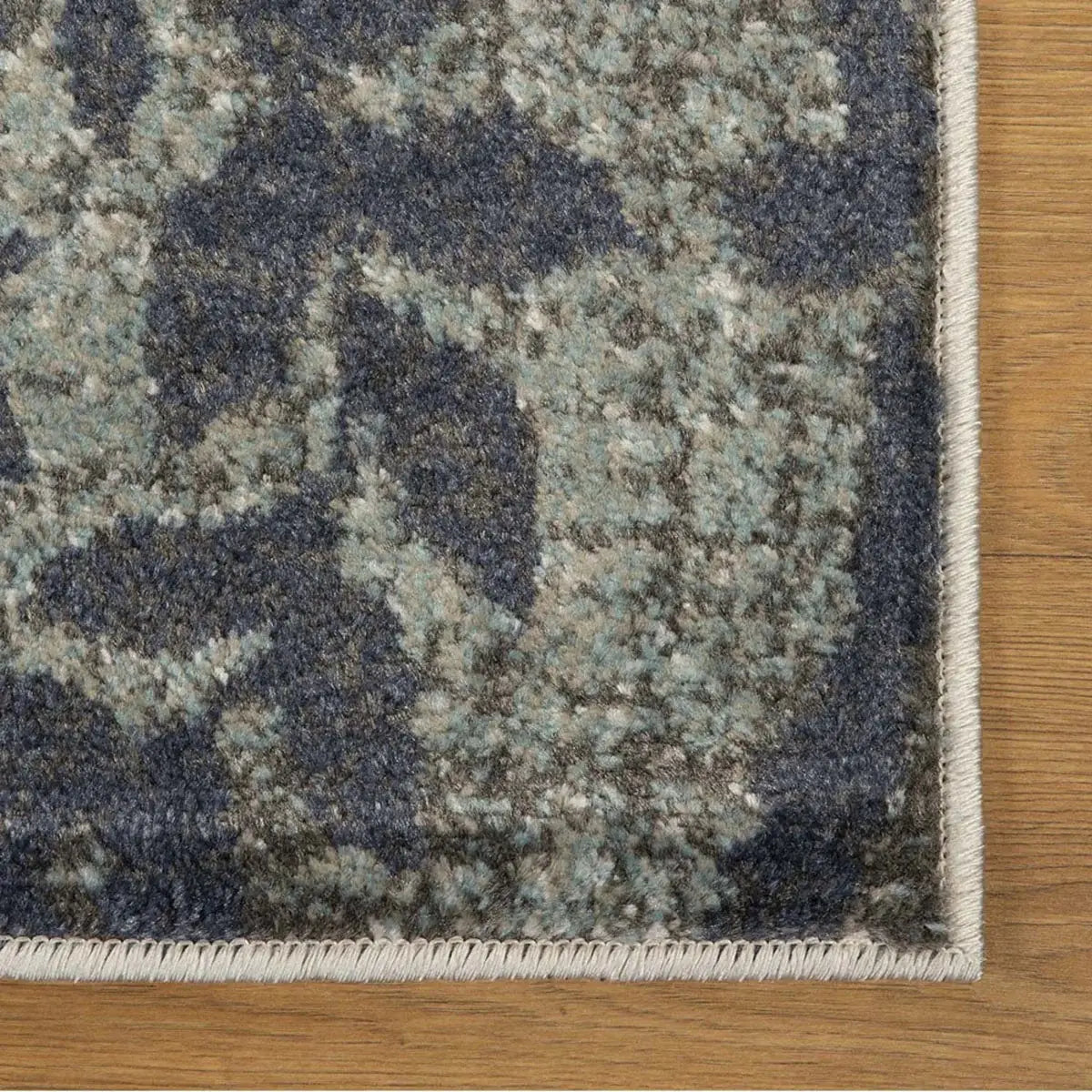 8' Teal And Gray Damask Distressed Stain Resistant Runner Rug - Homeroots - Flyclothing LLC