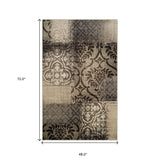 4' X 6' Tan And Brown Damask Distressed Stain Resistant Area Rug - Homeroots - Flyclothing LLC