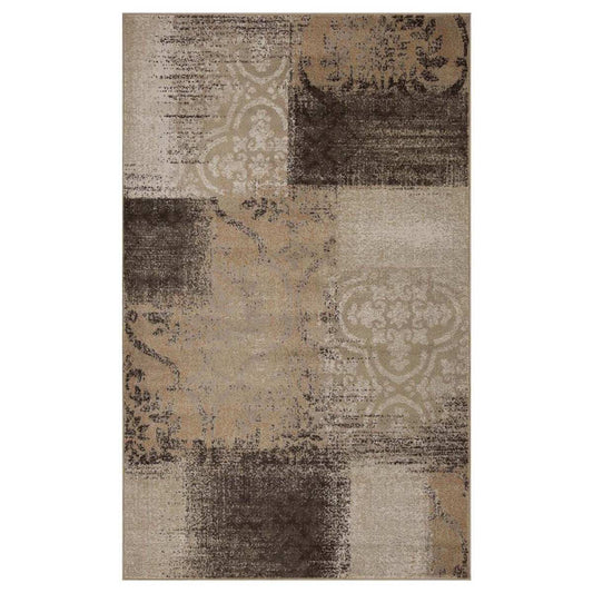 4' X 6' Beige Gray And Black Damask Distressed Stain Resistant Area Rug - Homeroots - Flyclothing LLC
