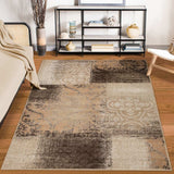 4' X 6' Beige Gray And Black Damask Distressed Stain Resistant Area Rug - Homeroots - Flyclothing LLC