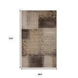 4' X 6' Beige Gray And Black Damask Distressed Stain Resistant Area Rug - Homeroots - Flyclothing LLC