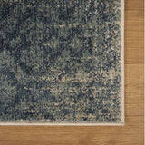 4' X 6' Navy And Salmon Damask Distressed Stain Resistant Area Rug - Homeroots