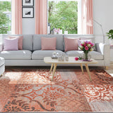 5' X 8' Rust And Gray Damask Distressed Stain Resistant Area Rug - Homeroots - Flyclothing LLC
