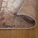 5' X 8' Rust And Gray Damask Distressed Stain Resistant Area Rug - Homeroots