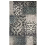 5' X 8' Teal And Gray Damask Distressed Stain Resistant Area Rug - Homeroots - Flyclothing LLC