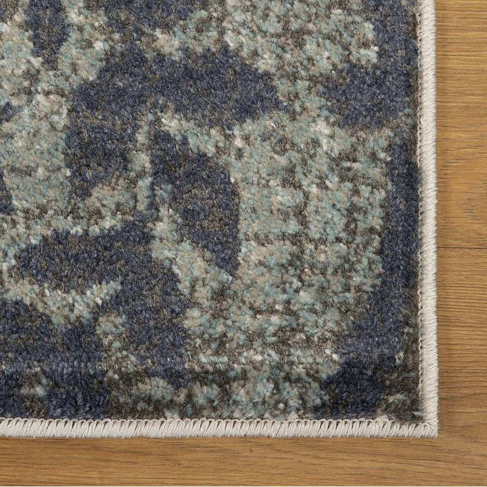 7' X 9' Teal And Gray Damask Distressed Stain Resistant Area Rug - Homeroots - Flyclothing LLC