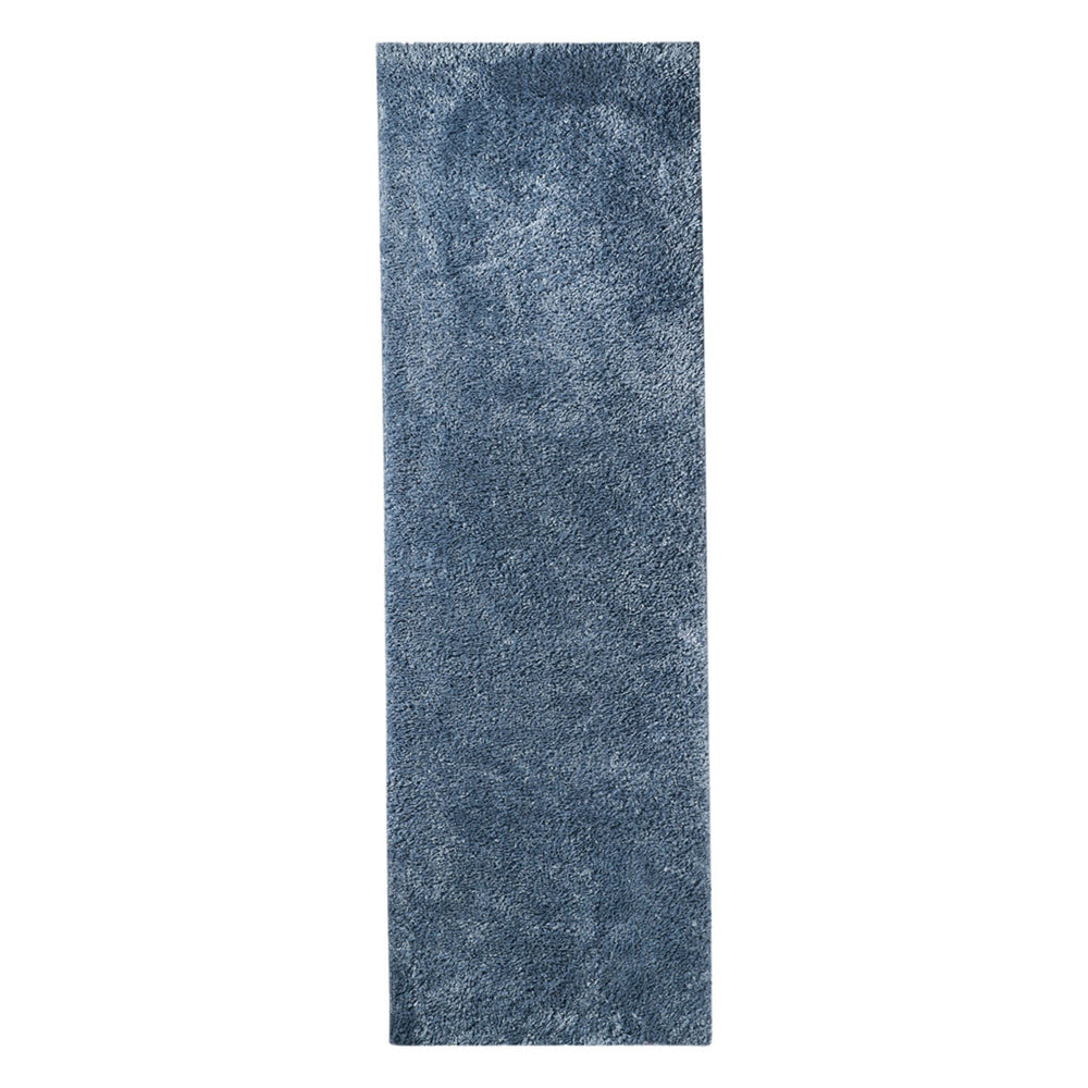 8' Blue Shag Stain Resistant Runner Rug - Homeroots