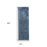 8' Blue Shag Stain Resistant Runner Rug - Homeroots - Flyclothing LLC