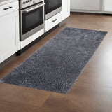 8' Gray Distressed Shag Runner Area Rug - Homeroots