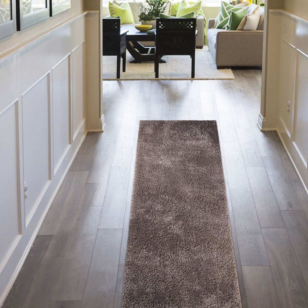 8' Taupe Tufted Handmade Stain Resistant Runner Rug - Homeroots - Flyclothing LLC