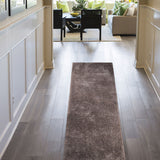 8' Taupe Tufted Handmade Stain Resistant Runner Rug - Homeroots