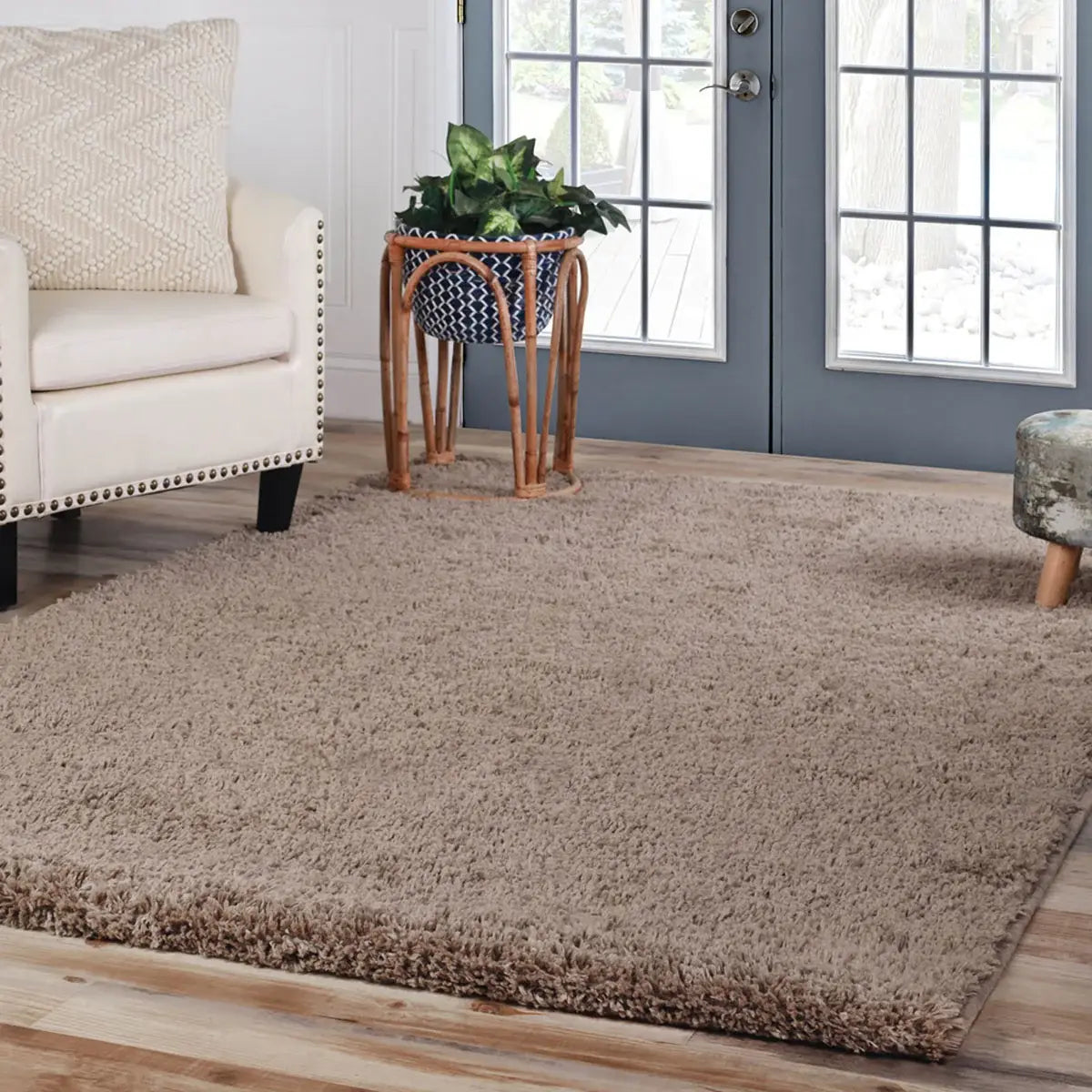 5' X 8' Taupe Shag Stain Resistant Area Rug - Homeroots - Flyclothing LLC