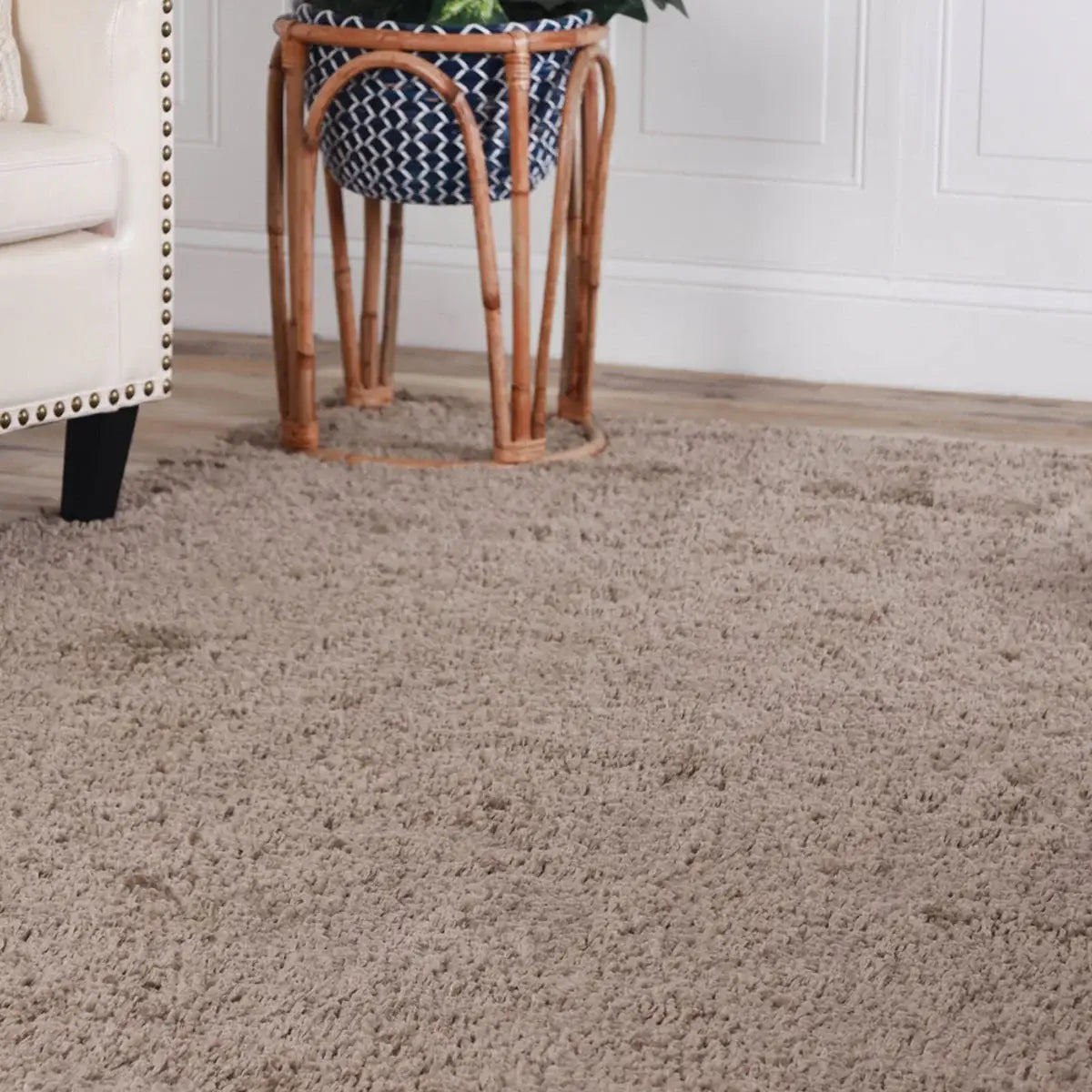 5' X 8' Taupe Shag Stain Resistant Area Rug - Homeroots - Flyclothing LLC