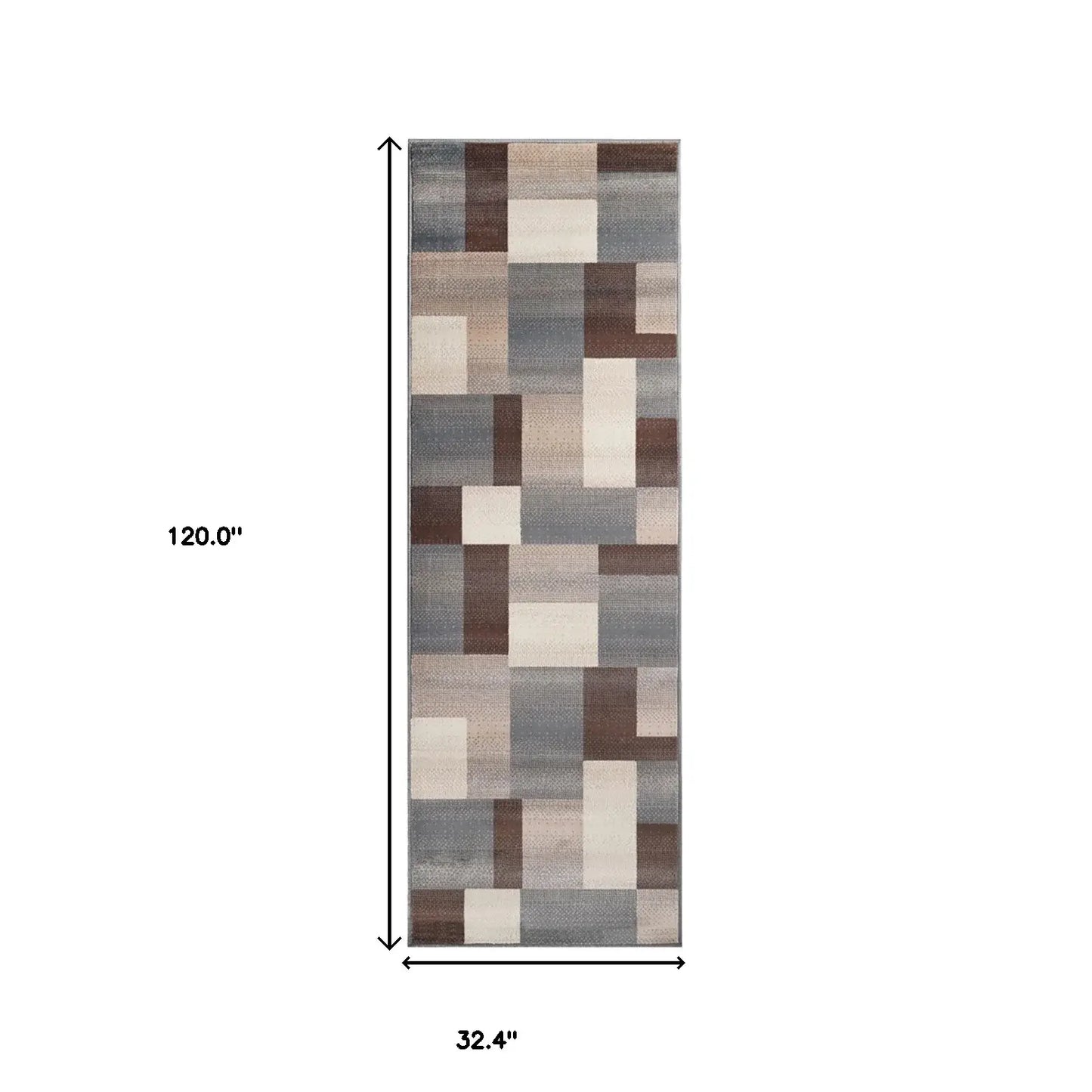10' Grey Patchwork Stain Resistant Runner Rug - Homeroots - Flyclothing LLC
