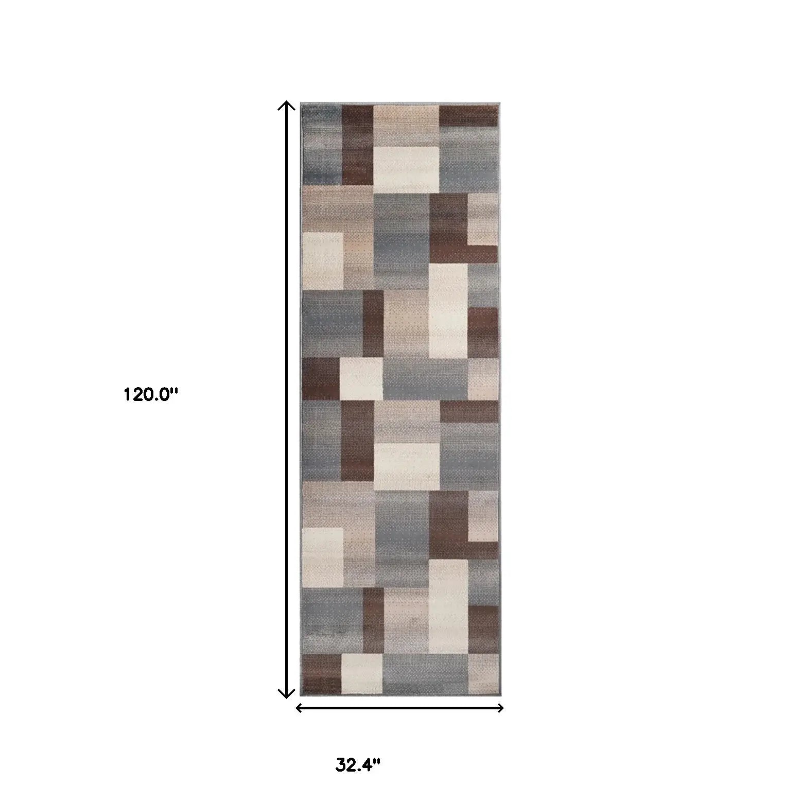 10' Grey Patchwork Stain Resistant Runner Rug - Homeroots - Flyclothing LLC