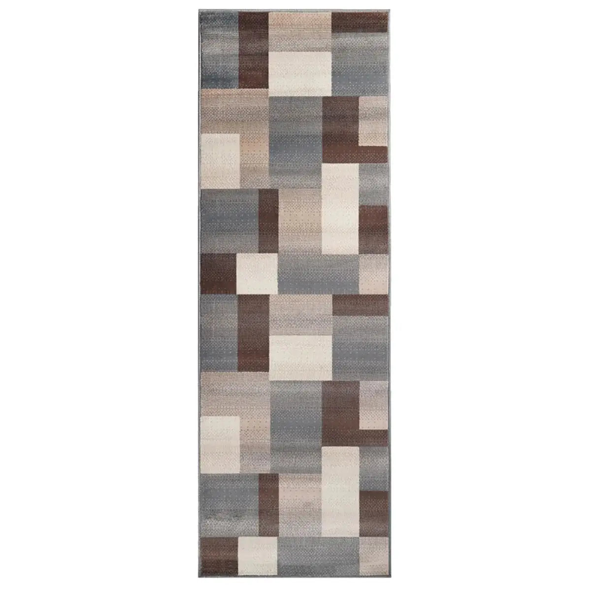 12' Grey Patchwork Stain Resistant Runner Rug - Homeroots - Flyclothing LLC