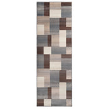 8' Grey Patchwork Power Loom Stain Resistant Runner Rug - Homeroots
