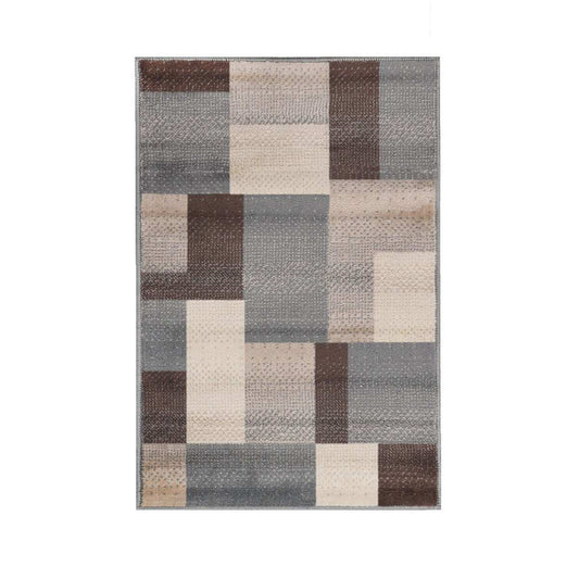 2' X 3' Grey Patchwork Power Loom Stain Resistant Area Rug - Homeroots - Flyclothing LLC