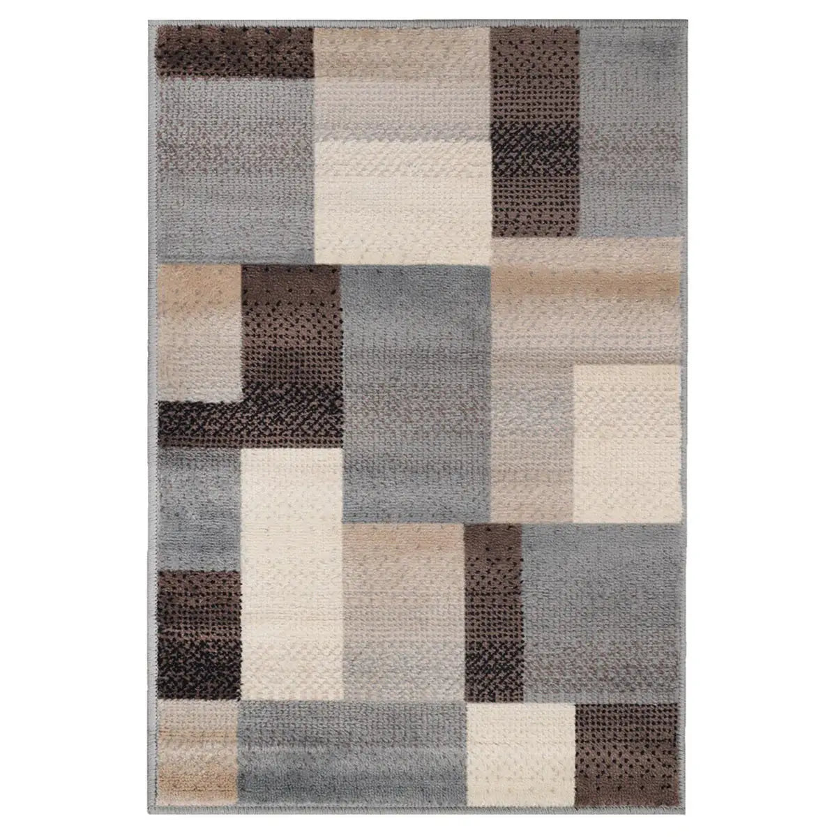 4' X 6' Grey-Brown Patchwork Power Loom Stain Resistant Area Rug - Homeroots - Flyclothing LLC