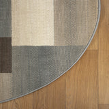 5' Round Grey Round Patchwork Power Loom Stain Resistant Area Rug - Homeroots
