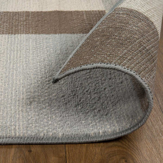 5' Square Grey Square Patchwork Power Loom Stain Resistant Area Rug - Homeroots - Flyclothing LLC