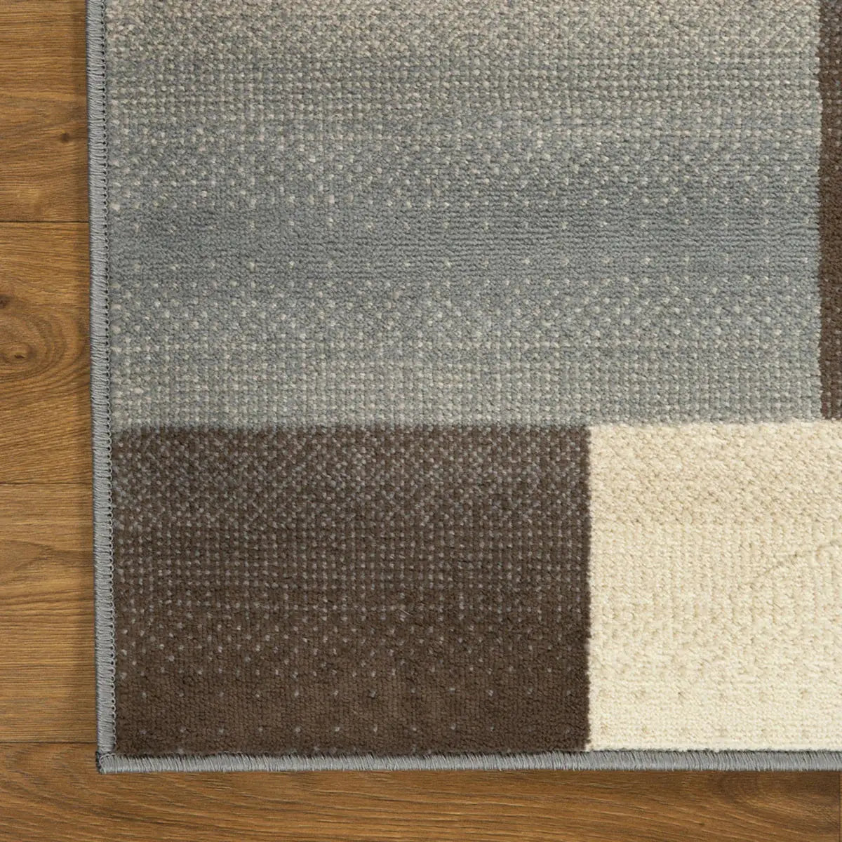 5' Square Grey Square Patchwork Power Loom Stain Resistant Area Rug - Homeroots - Flyclothing LLC